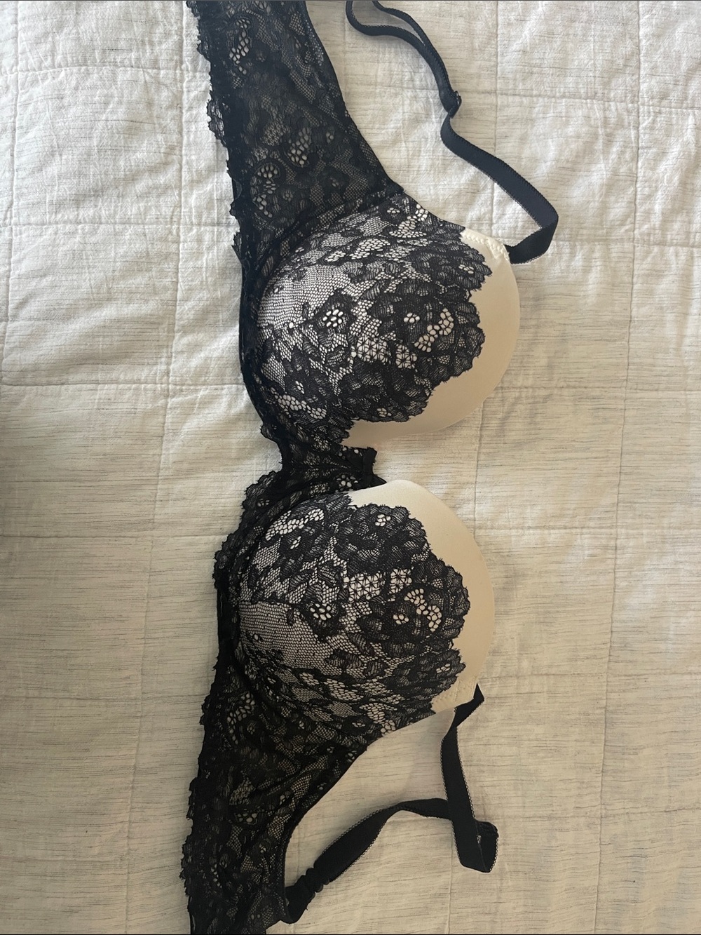 Victoria's Secret Black Lace Bra with Nude Cups